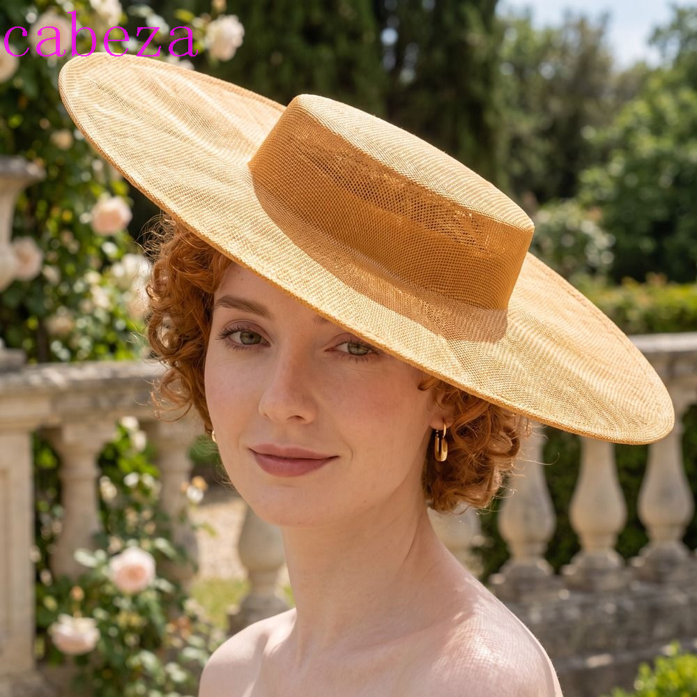 CABEZA ฐาน Fascinator สีทึบ 33 ซม.VINTAGE Fascinator หมวก, Elegant Headpiece หมวกอย่างเป็นทางการปีกกว้างเจ้าสาวผ้าโพกศีรษะสาว