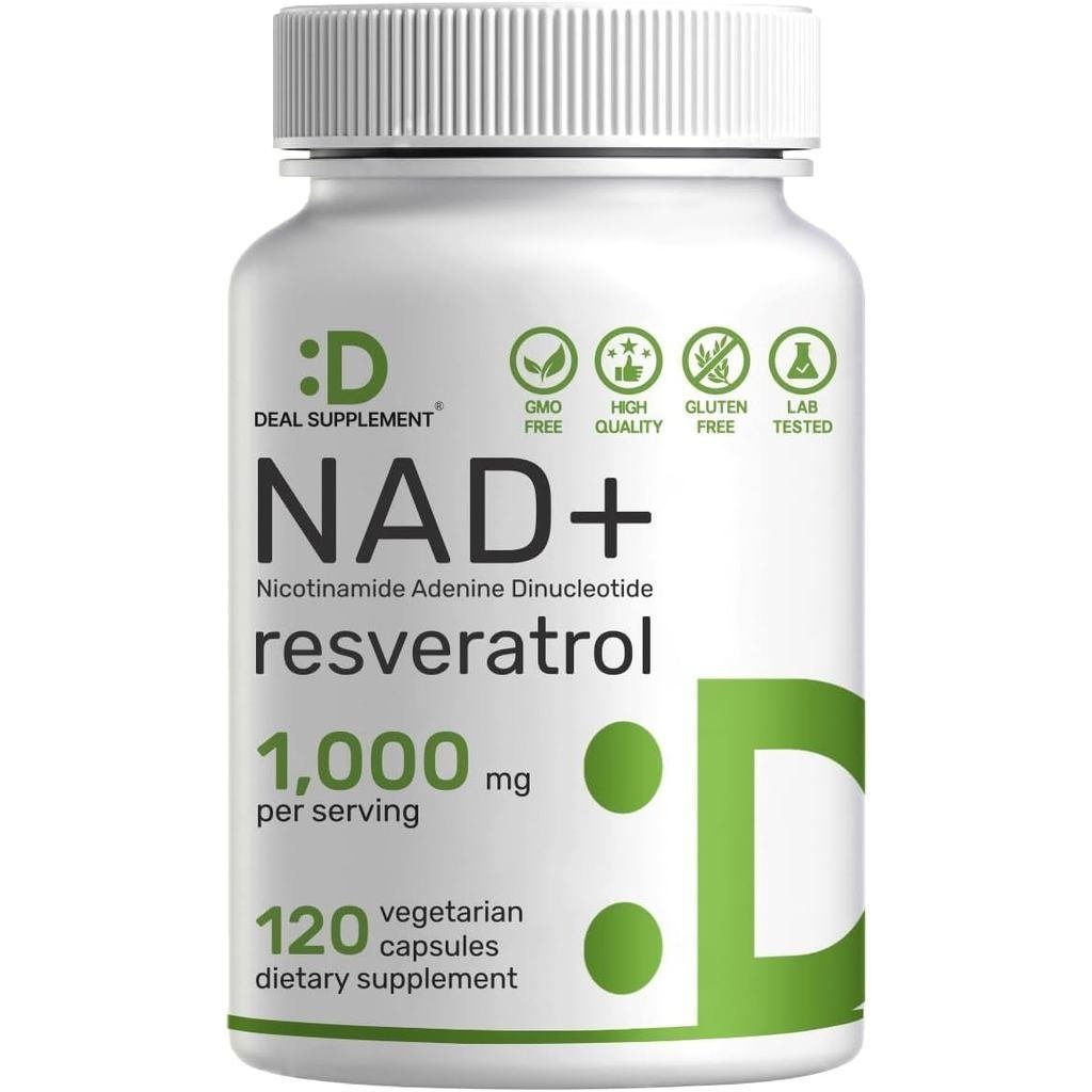 NAD+Resveratrol1,000mgPerServing,120VeggieCapsules|2-in-1ExtraStrengthNMNAlternative|NADsforWomen&Me