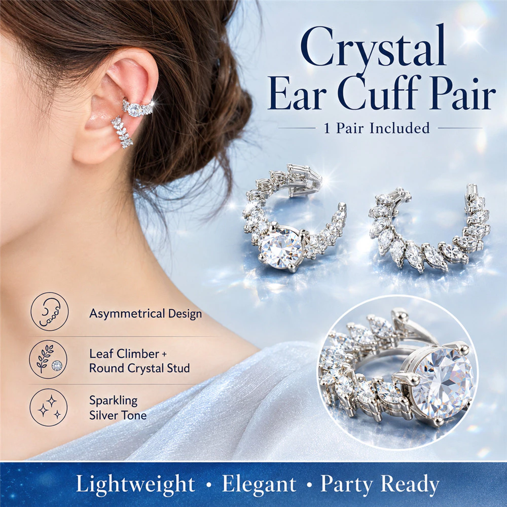 Niche Design Square Round Face Ear Cuffs Advanced Ear Clip Set No Piercing ต่างหูผู้หญิงสไตล์ใหม่