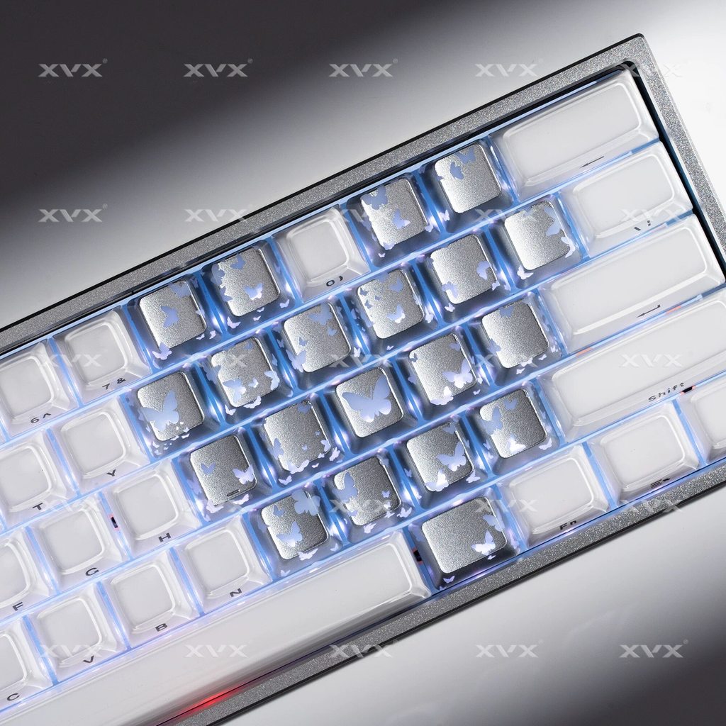 X XVX Heart Keycap รูปแบบหัวใจผีเสื้อโปร่งใส IMD Craft Keycap แกนแม่เหล็กคีย์บอร์ดหมวก Unengraved Un