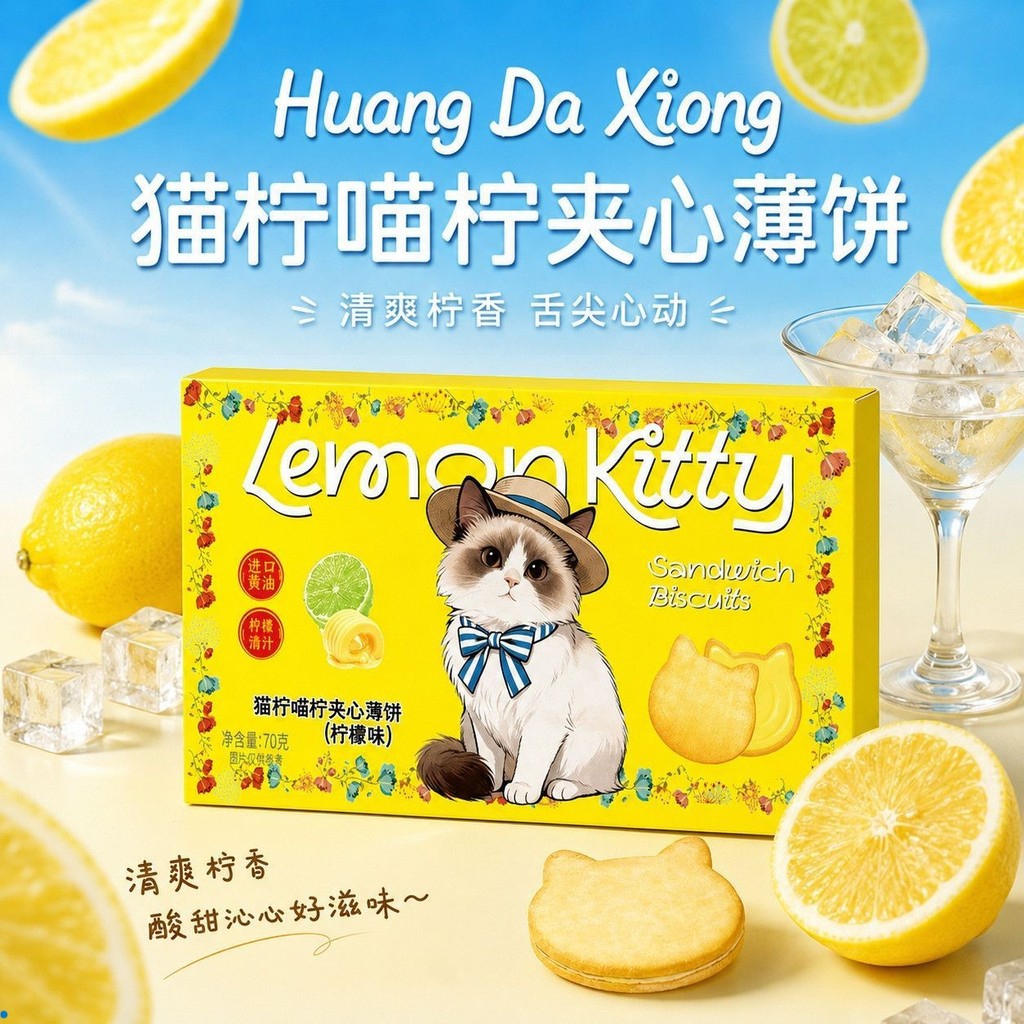 Glutton Relief Sandwich Packaging Lemon 8.6 Cat Crepes Food Children Zero Independent Sandwich Biscu
