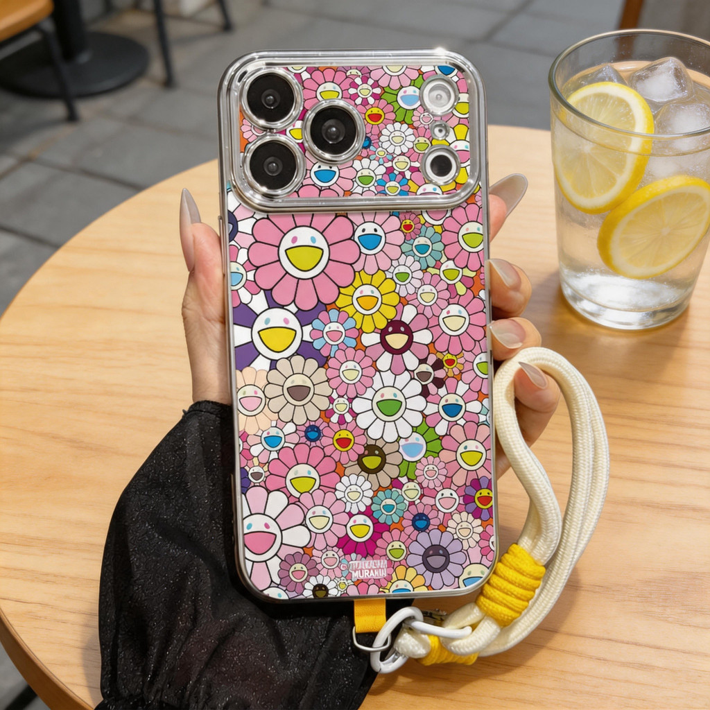 เคสไอโฟน ลายดอกไม้สีสันสดใสหน้ายิ้ม เคสไอโฟน 13 11 15 iphone 17 pro max พร้อมส่ง JH6DSC7