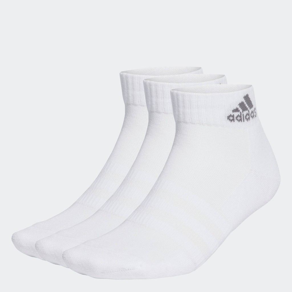 Adidas Lifestyle & Basketball Set 3 ชิ้น White Sportswear Unisex Cushioned Ankle Socks IA3946