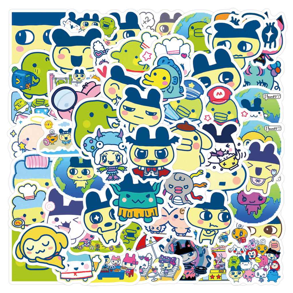 100 ชิ้นการ์ตูนน่ารัก Tamagotchi สติกเกอร์สนุกสร้างสรรค์ตกแต่งเครื่องเขียนคู่มือ DIY สติกเกอร์