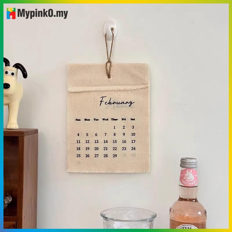 Mypink 2026 Canvas Hook-Style Fabric Calendar Wall Calendar, High-Vorthy Wall Calendar ตกแต่ง MY