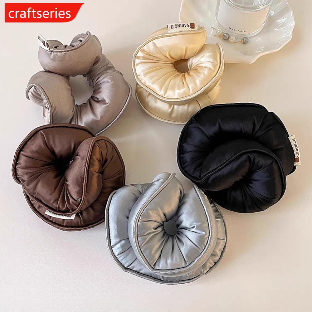 CRAFTSERIES ซาตินนุ่ม Sleep Hair Scrunchies ไม่มี Crease ยืดหยุ่นผู้ถือหางม้า Hairband Filled Hair C