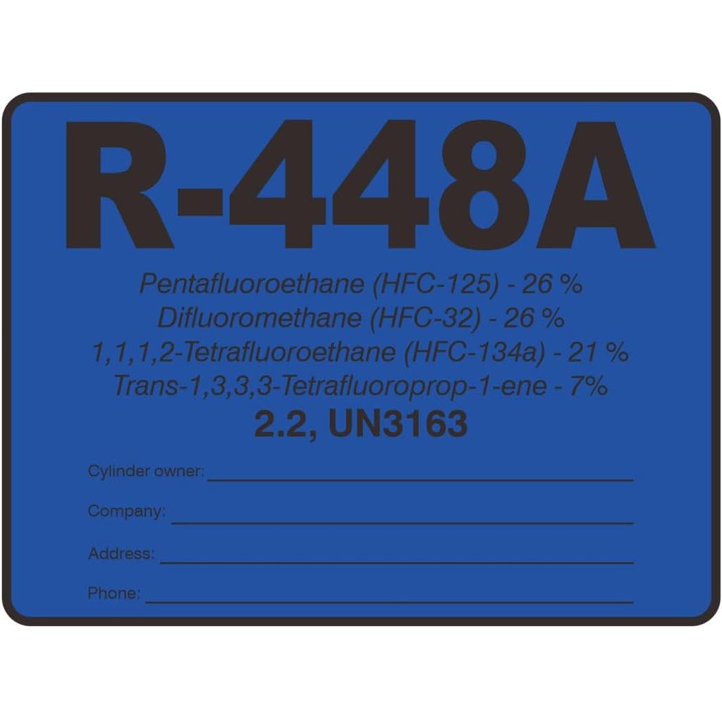 R448A HVAC/R ป้าย R-448A สารทําความเย็น ID ป้ายการตรวจสอบแท็กสติกเกอร์ระบุ 20 แพ็ค