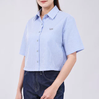 LEE เสื้อเชิ้ตแขนสั้นผู้หญิง Cropped รุ่น LE S426WSHIF33 สีฟ้า