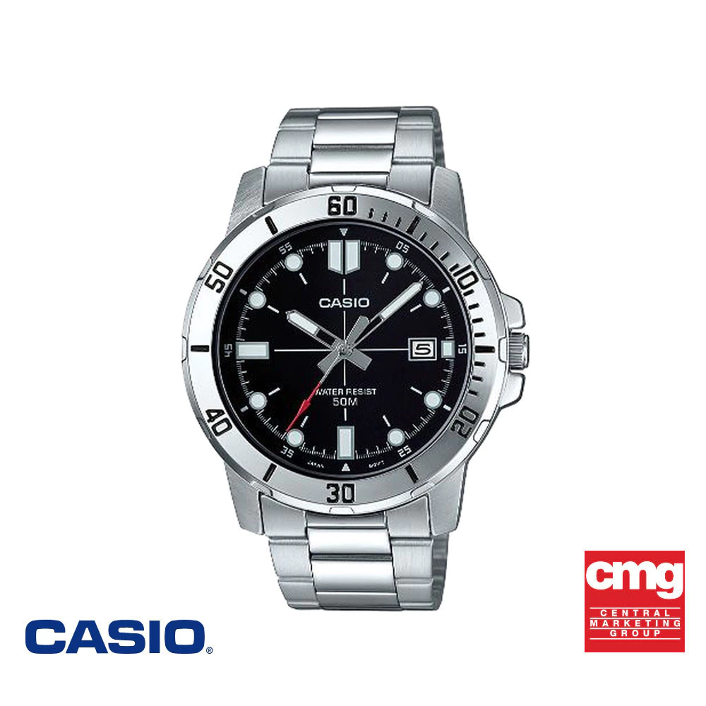 CASIO นาฬิกาข้อมือ CASIO รุ่น MTP-VD01D-1EVUDF วัสดุสเตนเลสสตีล สีดำ