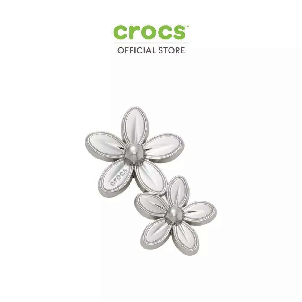 CROCS ตัวติดรองเท้า JIBBITZ™ SILVER DOUBLE FLOWER CLUSTER