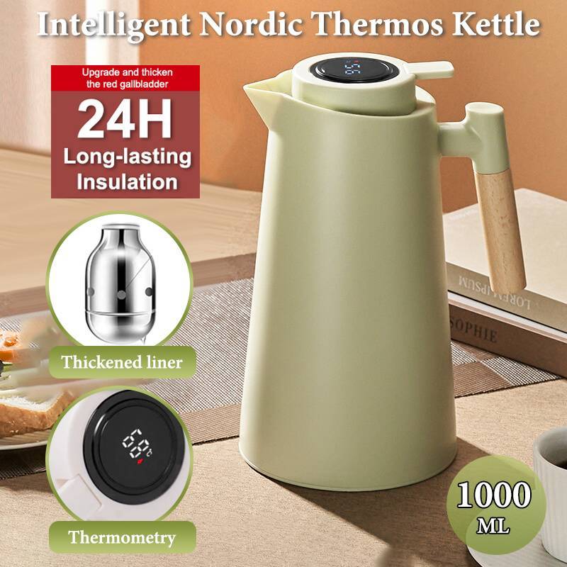 AA 1000ML Thermometry ขวด Nordic Thermos สําหรับน้ําร้อนอัจฉริยะเครื่องทําน้ําอุ่นกาต้มน้ําเหยือกขวด