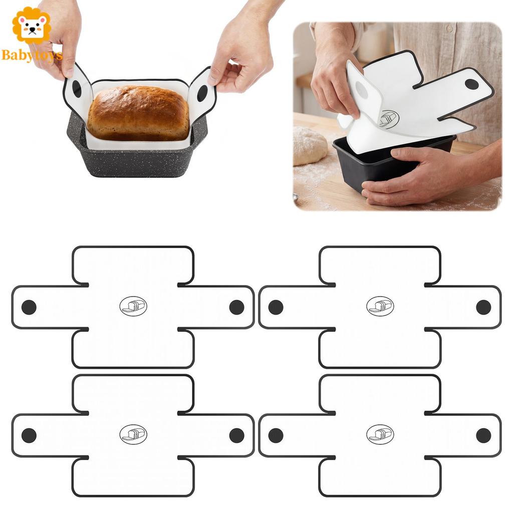 4 ชิ้นซิลิโคนขนมปัง Loaf Pan Liner Non Stick Leak Proof ขนมปัง Baking Liner เหมาะกับ 9x5 9.5x5 10x5 