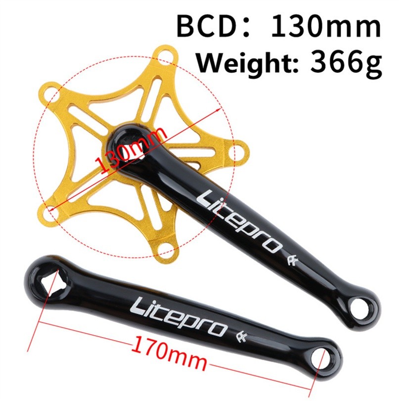 Litepro อัพเกรด Crankset 130BCD 170 มม.สแควร์รู 366g น้ําหนักเบา Crank Arms สําหรับจักรยานพับ Brompt