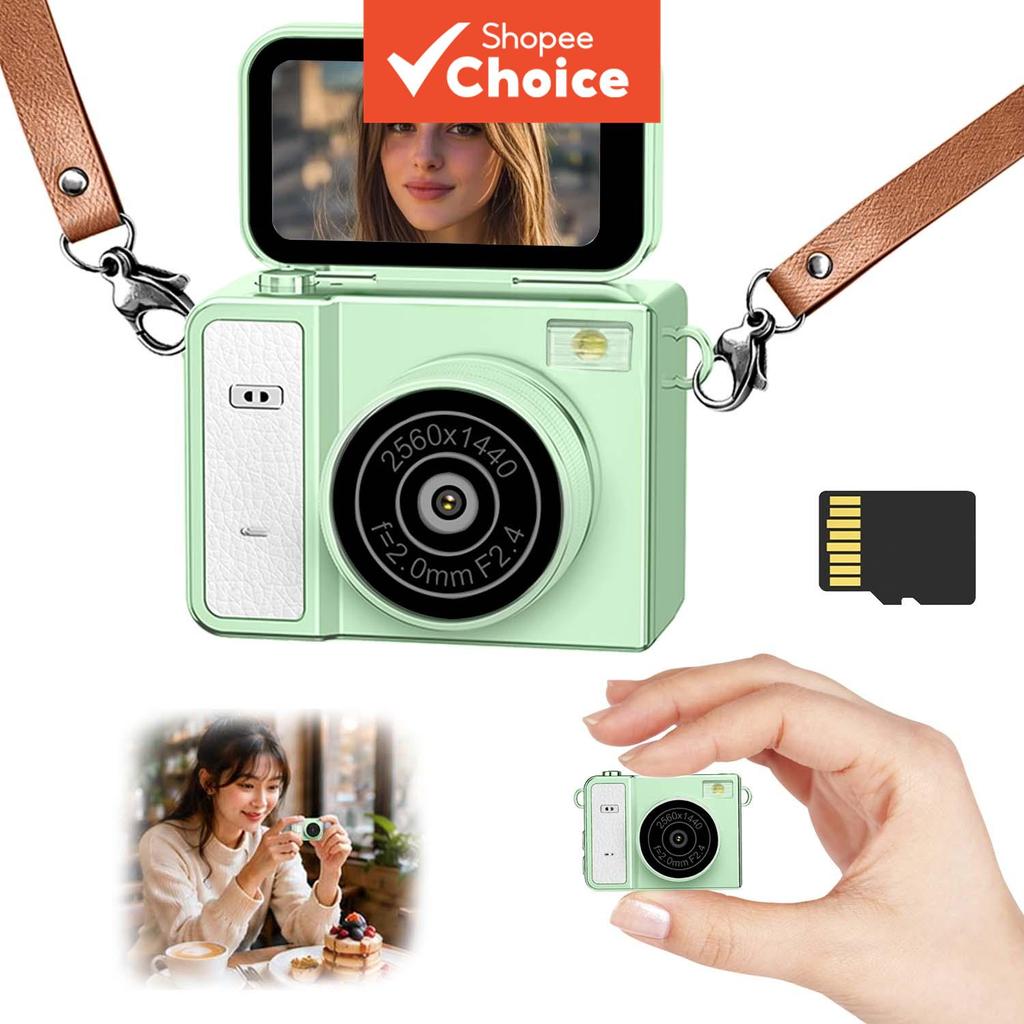 Mini Finger Sized กล้อง Flip View Screen 2K Pocket Digital Cam ของขวัญวันเกิดสําหรับเด็กผู้หญิง