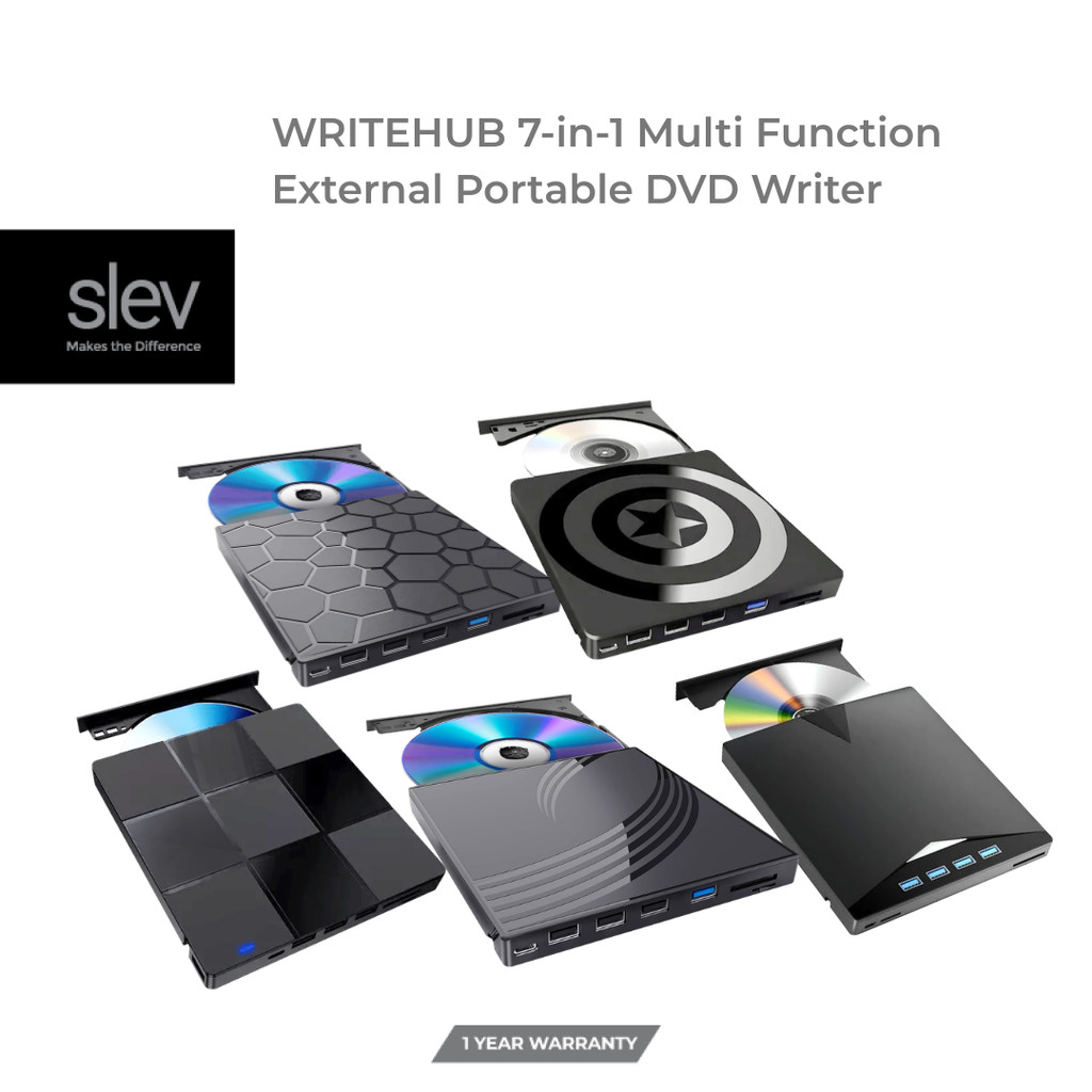 Slev WRITEHUB 7-in-1 Multi Function External Portable DVD Writer