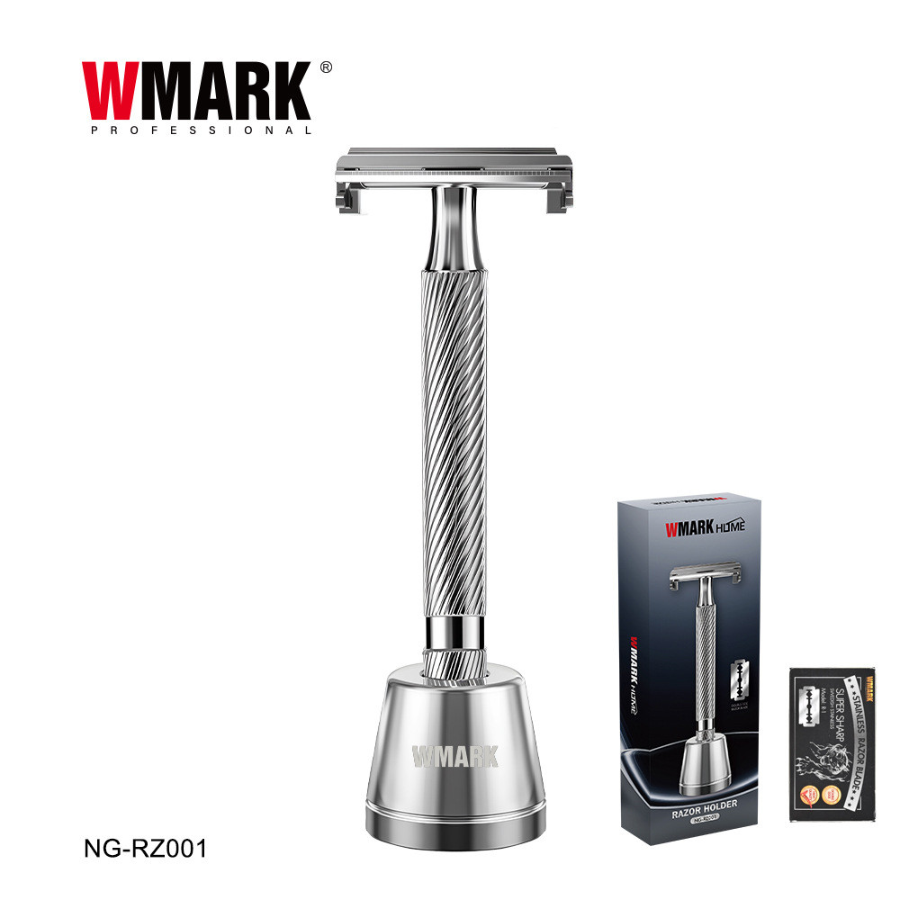 WMARK NG-RZ001 SET ชุดโกนหนวด, มีดโกนทองแดงพร้อมฐานอลูมิเนียมอัลลอยด์สําหรับการโกนใบหน้าตัดผม