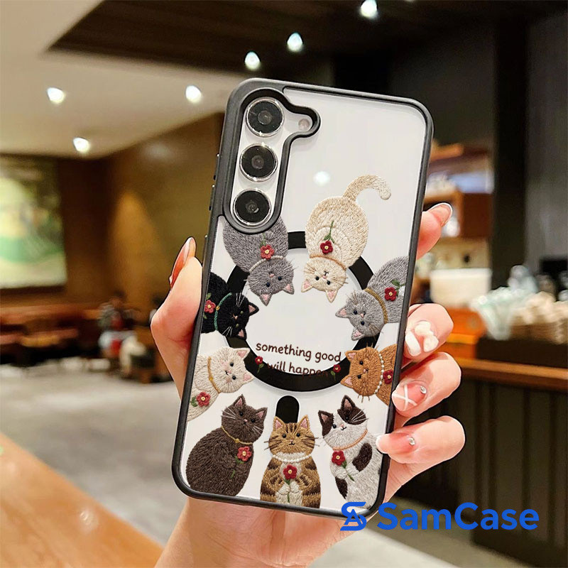เคสซัมซุง ลายแมวน่ารัก เคสแม่เหล็ก กันกระแทก พร้อมส่ง สำหรับ Samsung A06 A07 A15 A16 A17 A26 A35 A36 A55 A56 5G