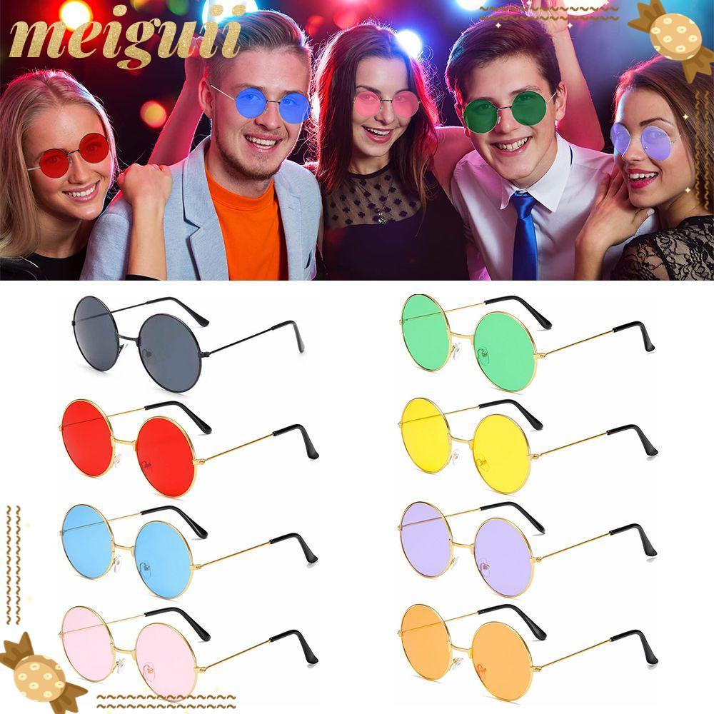 MEIGUII แว่นกันแดดโลหะ Retro Party Disco Circle Glasses