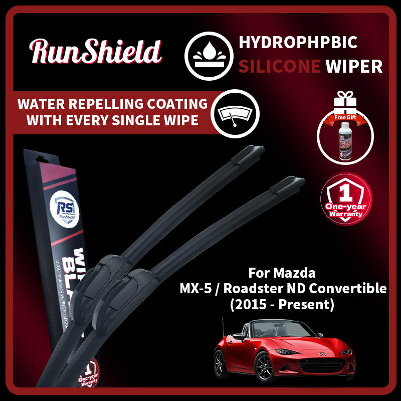 RunShield สําหรับ Mazda MX-5 / Roadster ND Convertible 2015 - ปัจจุบันใบปัดน้ําฝนซิลิโคนเคลือบไฮโดรโ