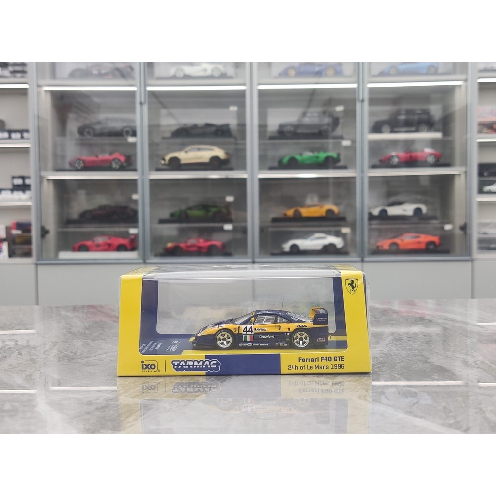 [สต๊อกพร้อม] TARmac Works 64 Ferrari F40 GTE 24h ของ Le Mans 1996 Blue Yellow Coating ราคา 182T64-08