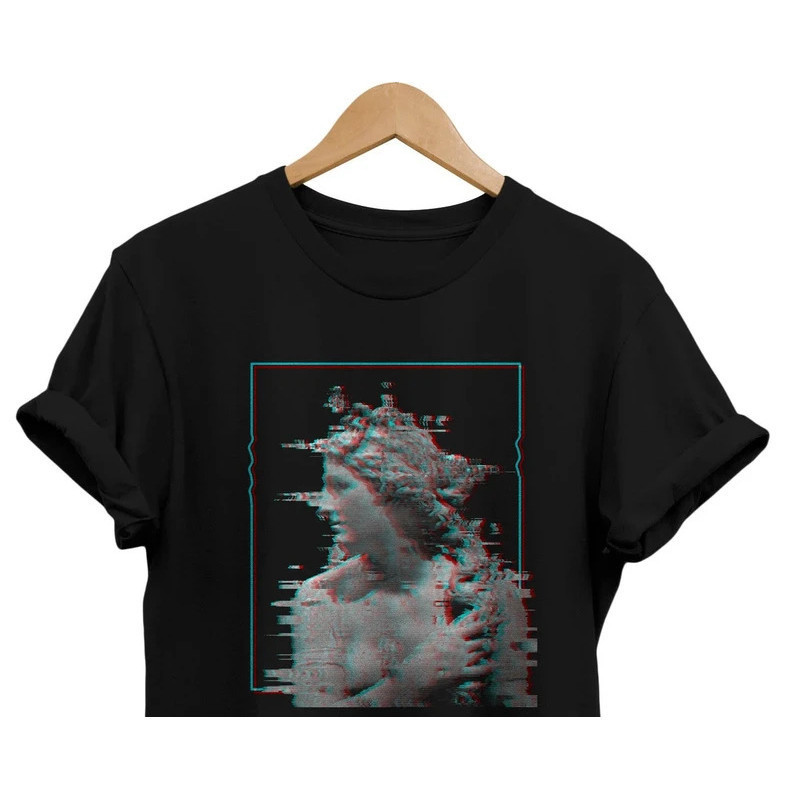 เสื้อยืดลายคลื่นไอน้ําสไตล์ Onguard เสื้อยืดไซเบอร์พังค์ ล้ําสมัยย้อนยุค เสื้อยืดศิลปะ den