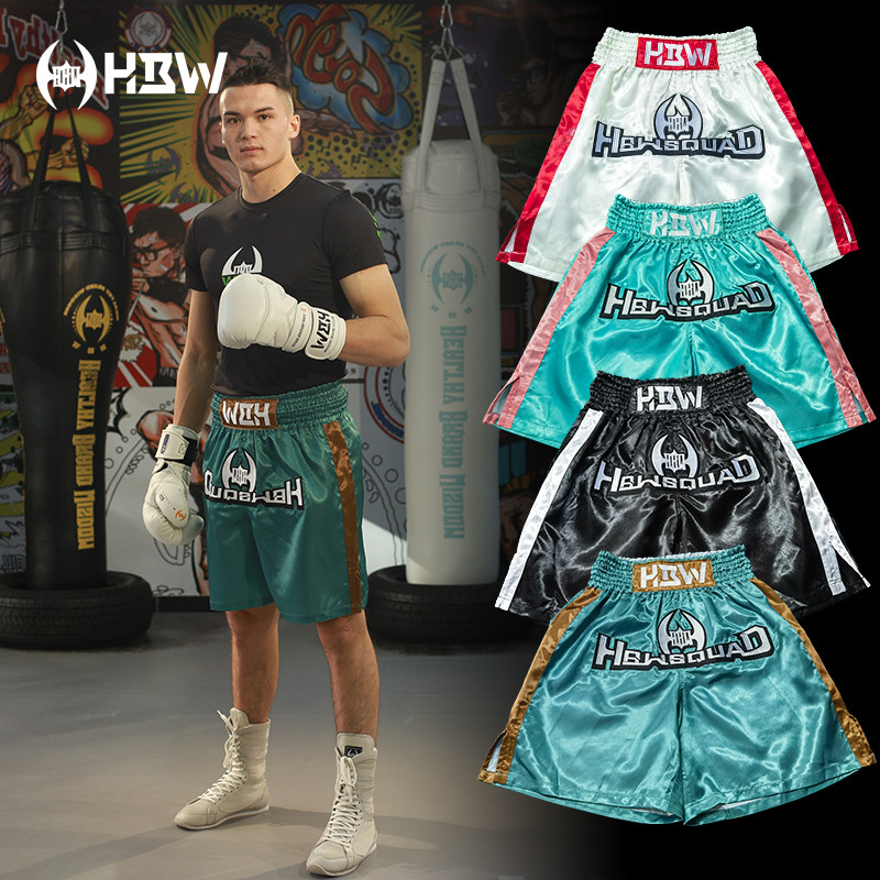 HHBW Professional Boxing Shorts Muay Thai Kick Boxing MMA Basketball Breathable Sports Shorts