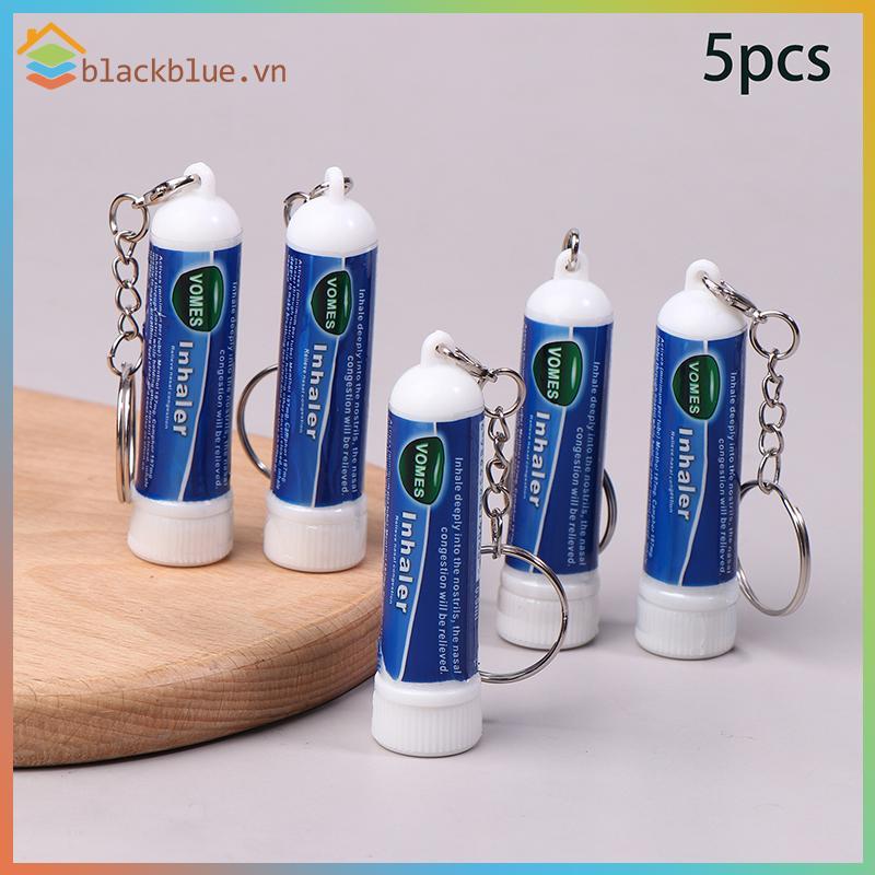 BBLUE 5 ชิ้น Nasal Sti พวงกุญแจ Boosts Focus Inhaler หลอด Cooling Nasal Inhaler Aromatherapy Energy 