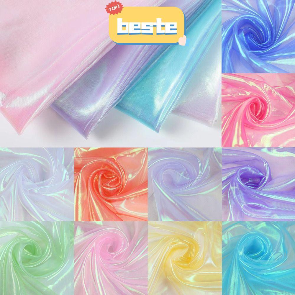 BESTE Laser Tulle, ผ้า Organza โปร่งใสบาง, ตกแต่ง Tulle Shiny Soft Tulle ผ้า Designer