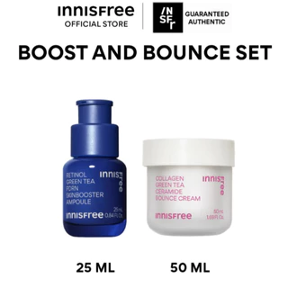 [รับฟรี 8 ชิ้น] Innisfree Boost & Bounce Set Retinol PDRN 25ml.+Collagen Cream 50ml เซตบูสท์ผิวโกลว์