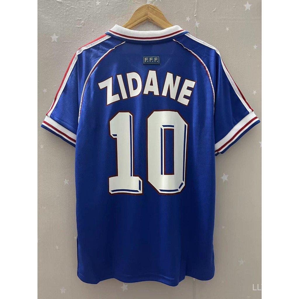 1998 France Home Retro Soccer Jersey เสื้อยืดที่กําหนดเองเสื้อฟุตบอล ZIDANE10 WZHB