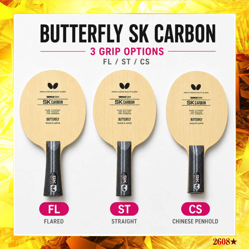 [Butterfly] SK Carbon Table Tennis Blade FL ST CS T5000 Carbon 3-Ply Wood