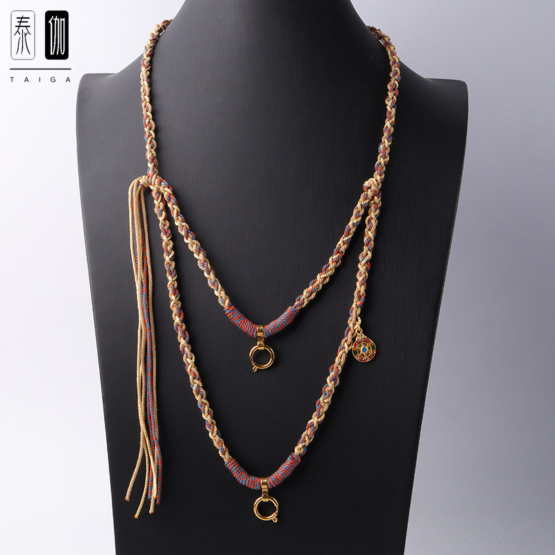 T Thailand Amulet Chain เชือกเส้นเล็กคู่ Upper Lower สองแขวนสามารถแขวนทิเบต Thangka จี้ทองหยกพระพุทธ