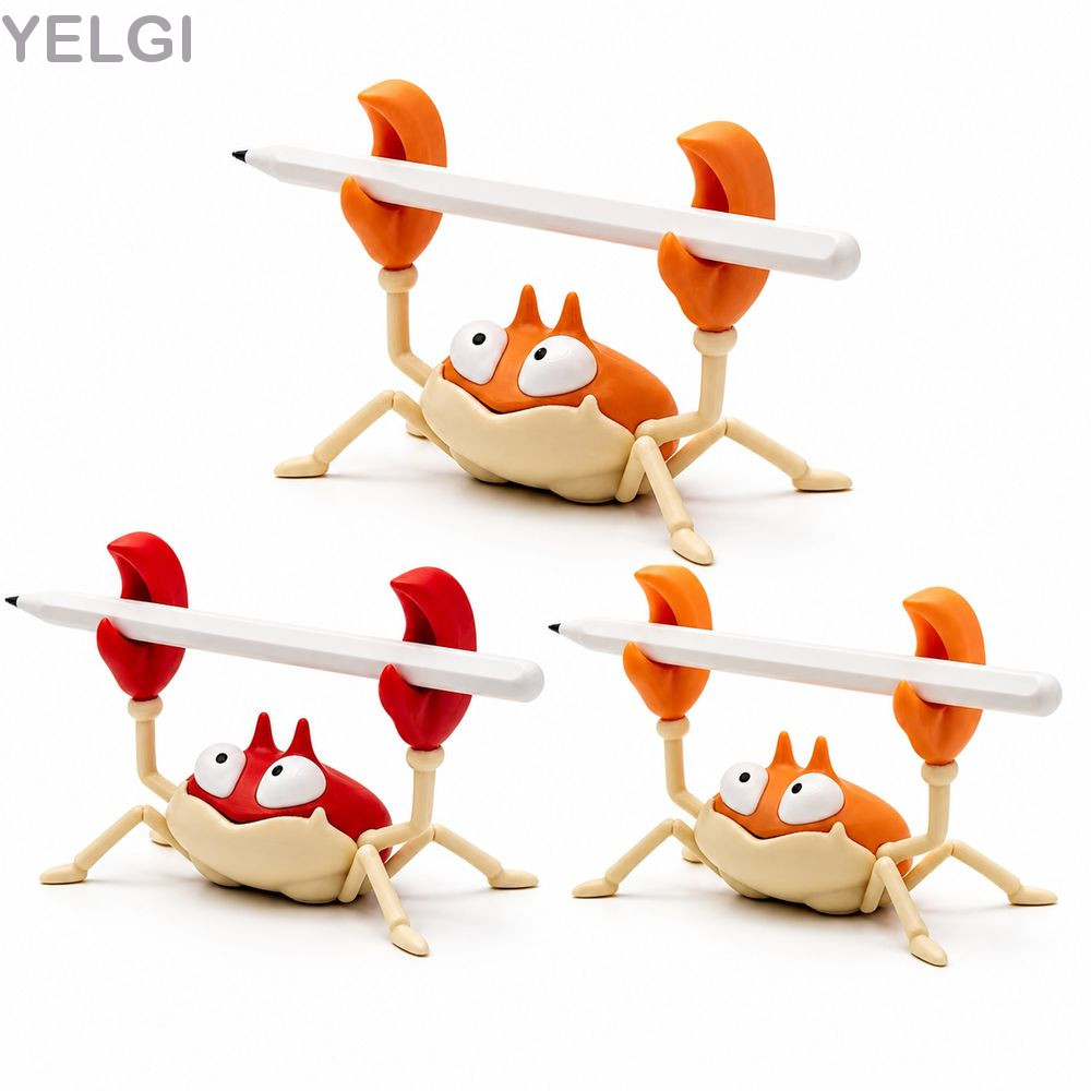YELGI Crab Pen Holder, PLA Creative Style Crab Pencil Holder, Weightlifting Crab Shape Crab Pen Stan
