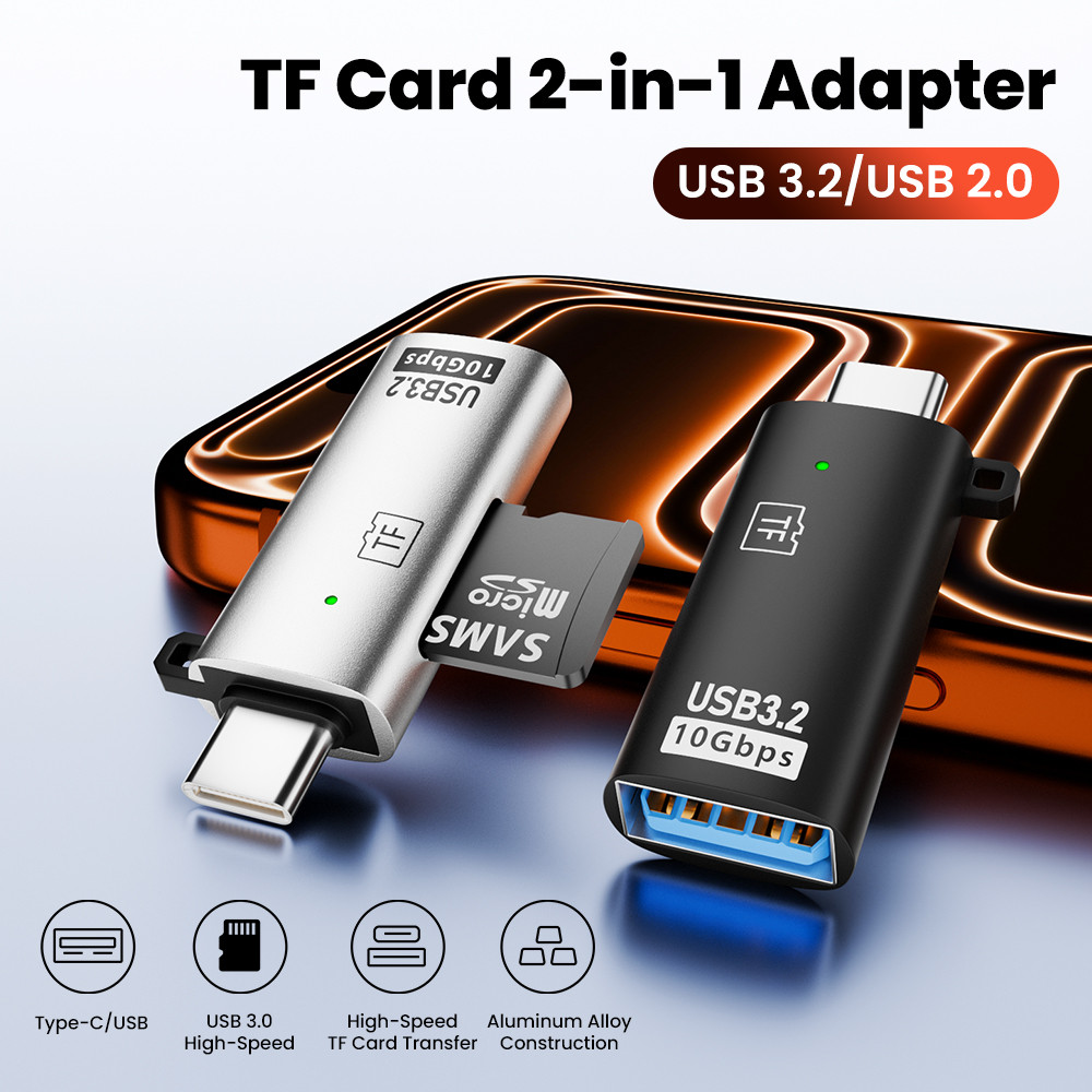10Gbps USB3.2 อะแดปเตอร์ USB C OTG Type‐C ชาย USB‐A หญิงพร้อม USB2.0 ช่องเสียบการ์ด TF เครื่องอ่านการ์ดหน่วยความจําสําหรับโทรศัพท์แท็บเล็ตพีซี