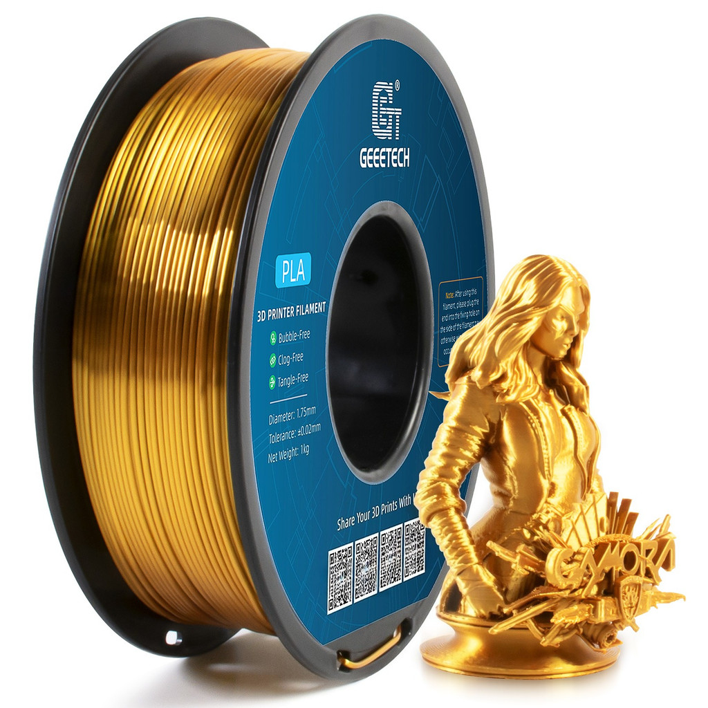 GEEETECH Silk PLA 3d Filament Wire 1kg 1.75mm Spool Wire 3D Printer Material 3D Print Refills, Fast 