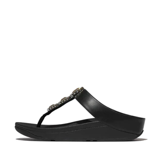 FITFLOP FINO CRYSTAL-JEWEL TOE-POST รองเท้าแตะแบบหูหนีบผู้หญิง รุ่น E1K-001 สี BLACK