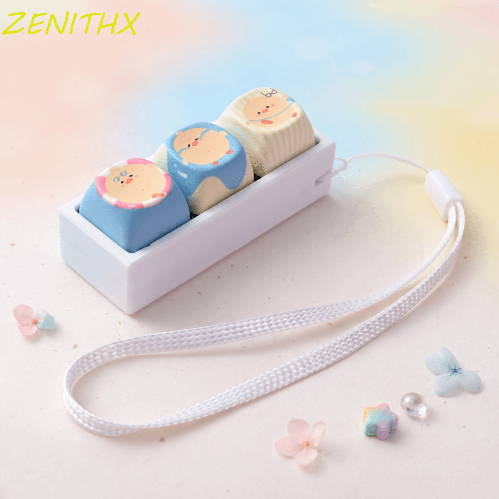 ZENITHX Keycap Fidget พวงกุญแจ, การ์ตูนแมว 3 คีย์คีย์บอร์ด Clicker ของเล่นพวงกุญแจ, Keycap พวงกุญแจ 