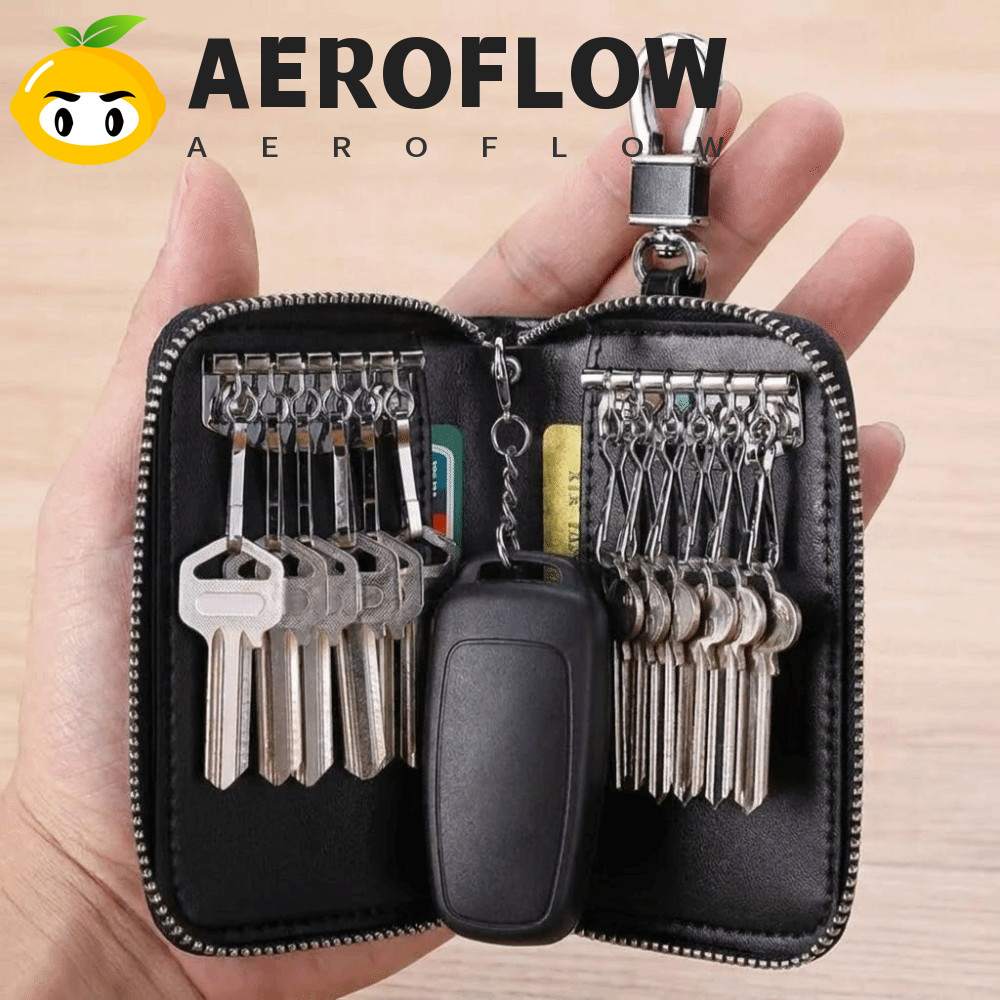 AEROFLOW PU Key Holder,ช่องใส่การ์ดกระเป๋าสตางค์กุญแจรถกันน้ํา,น้ําหนักเบาRetro Buckle Multifunctional Key Organizerผู้ชายผู้หญิง