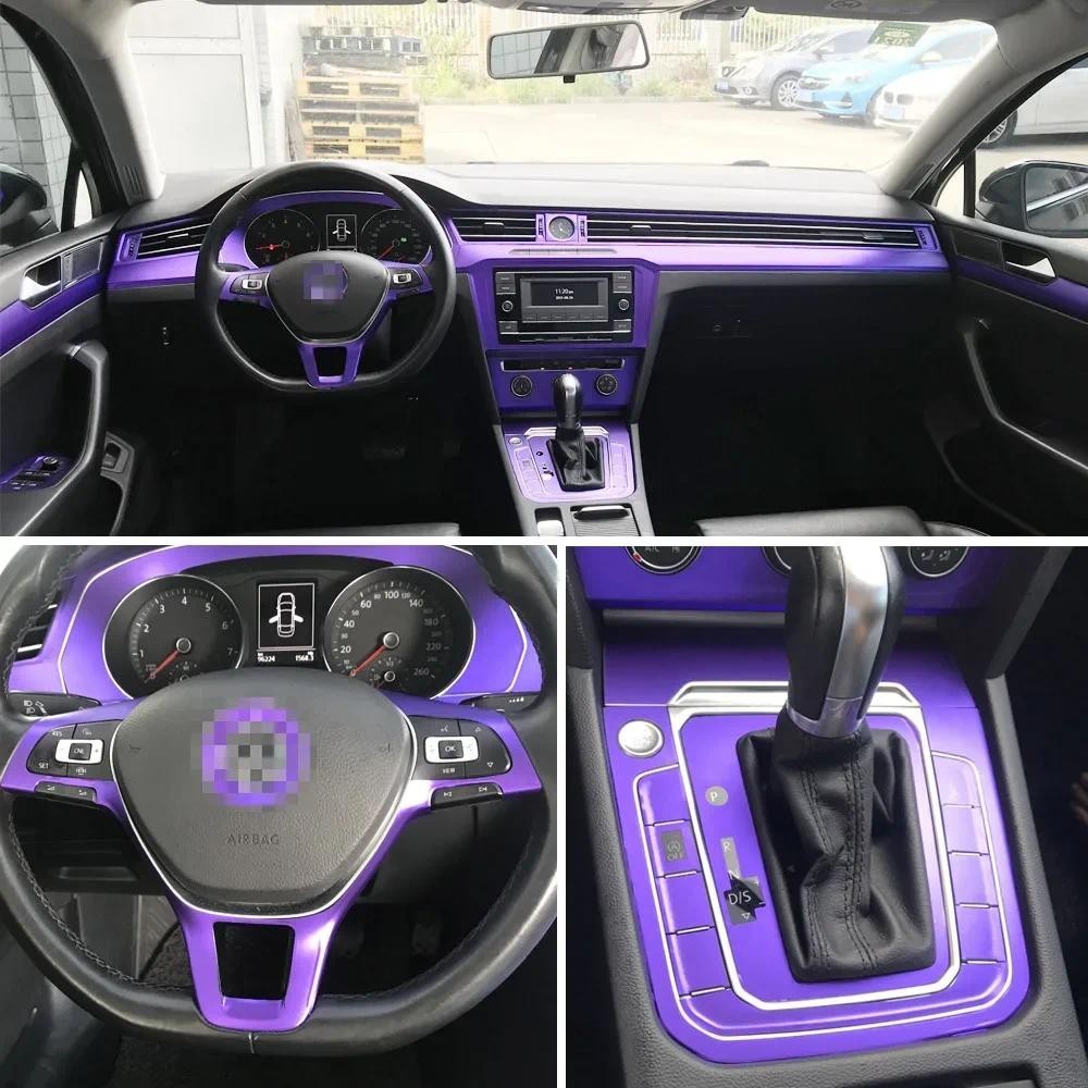 รถ-Styling คาร์บอนไฟเบอร์ภายในรถคอนโซลกลางเปลี่ยนสี Molding สติกเกอร์ Decals สําหรับ Volkswagen Vw ส