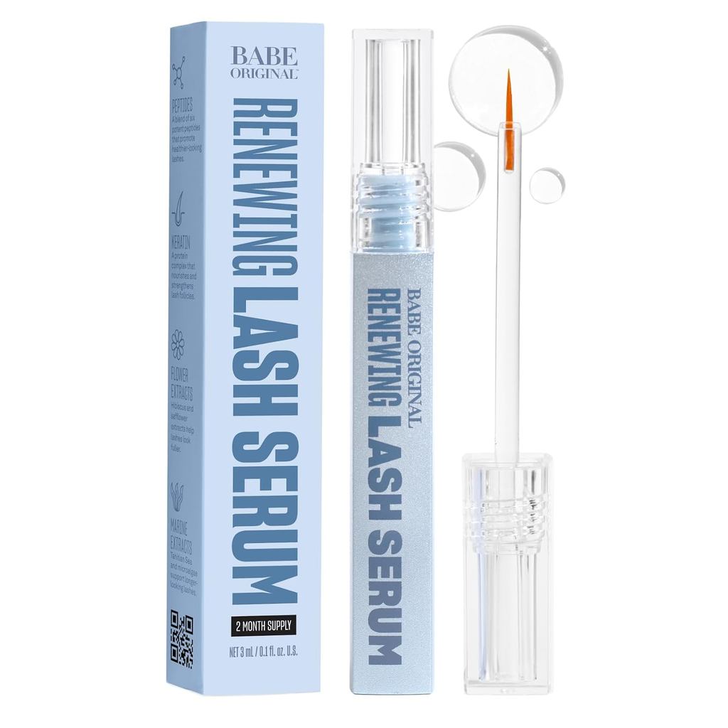 BABE ORIGINAL Renewing Lash Serum – Prostaglandin-Free, Peptide-Infused Gentle Lash Serum for Fuller