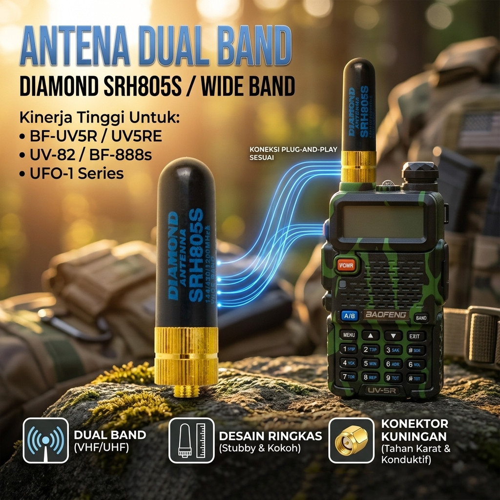 เสาอากาศเพชร Dual Band Baofeng BF-UV5R BF-UV5RE UV-82 BF-888s UFO-1 - SRH805S
