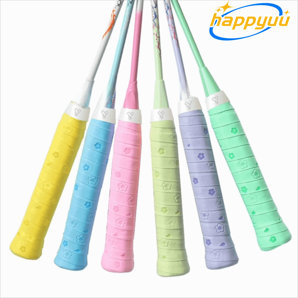 HAPPYUU เทปพันด้ามแบดมินตัน,ลื่นพิมพ์ไม้แบดมินตันจับ,PU เทปด้ามจับไม้เทนนิสดูดซับเหงื่อ