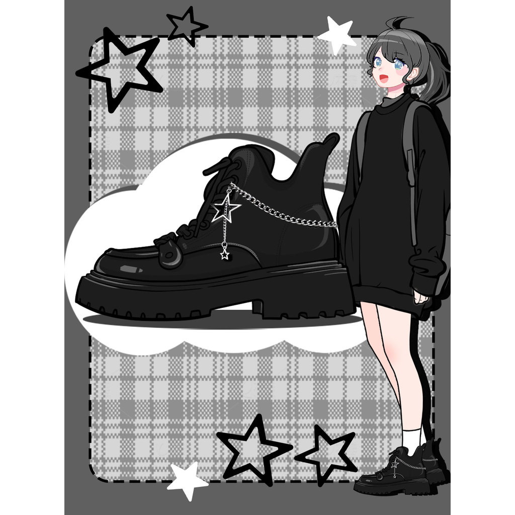 Amy และ Mai Ladies Boots Women Design Niche Martin Boots 2026 สไตล์ใหม่ฤดูใบไม้ผลิสีดํา Mid-Tube Sho