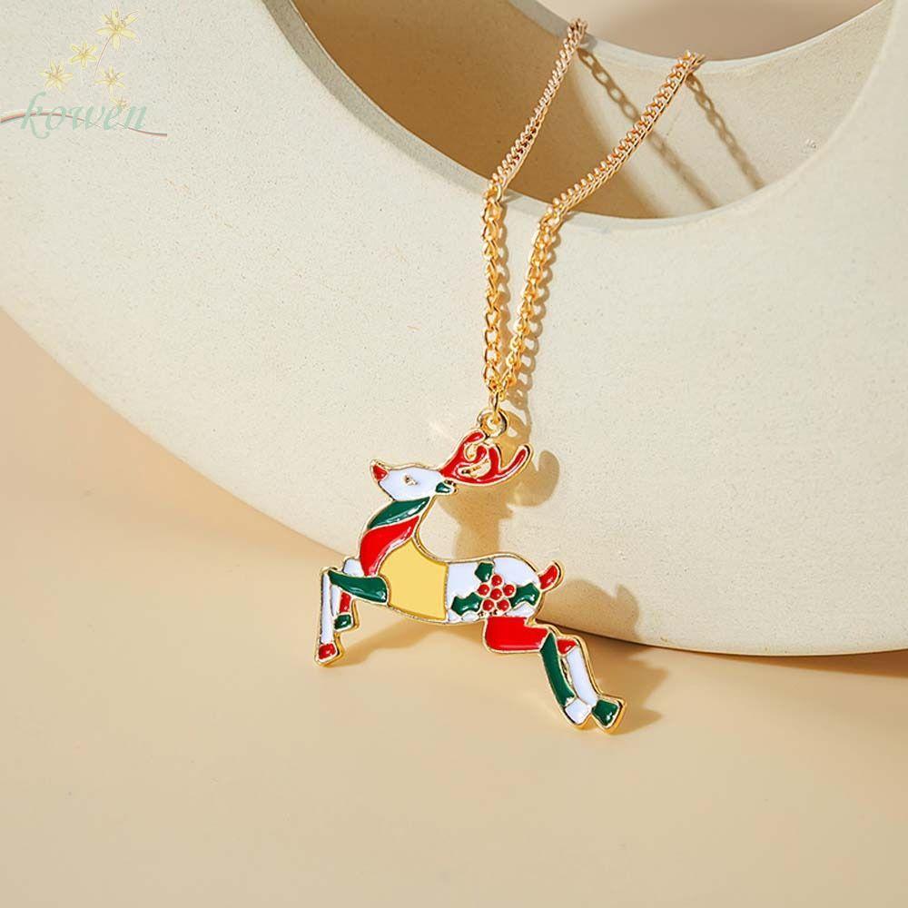 KOWEN Snowman Choker Snowman เครื่องประดับคริสต์มาส Elk Merry Christmas Clavicle สร้อยคอ