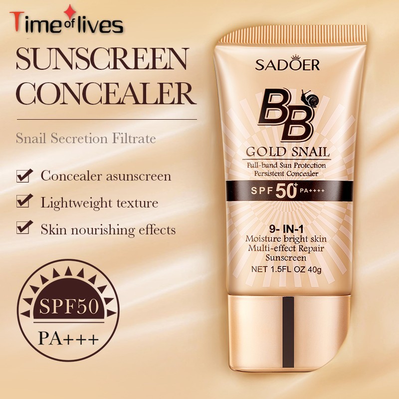ROREC SADOER SPF50+ PA+++ Gold Snail Sunscreen BB Cream คอนซีลเลอร์ครีม Sunblock 40g