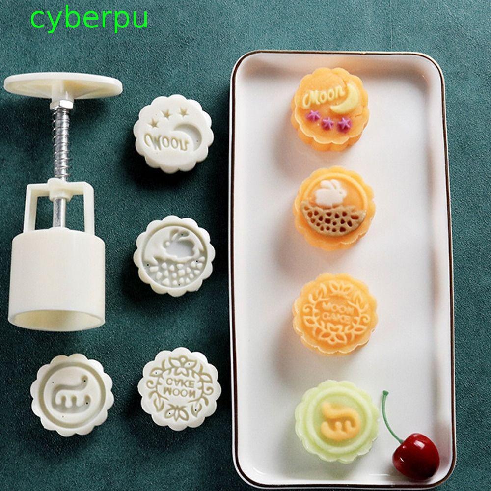 CYBERPULSE แม่พิมพ์ขนมไหว้พระจันทร์, รูปแบบ 3D 50g คุกกี้เค้ก Mould, อุปกรณ์ครัวไม่ติดพลาสติกมินิขนม