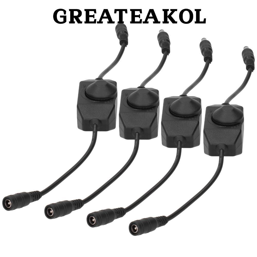 GREATESKOL 4PCS PWM Dimmer Controller, สีดํา DC12V-24V LED Dimmer, Easy ABS Rotary Dimmer Controller