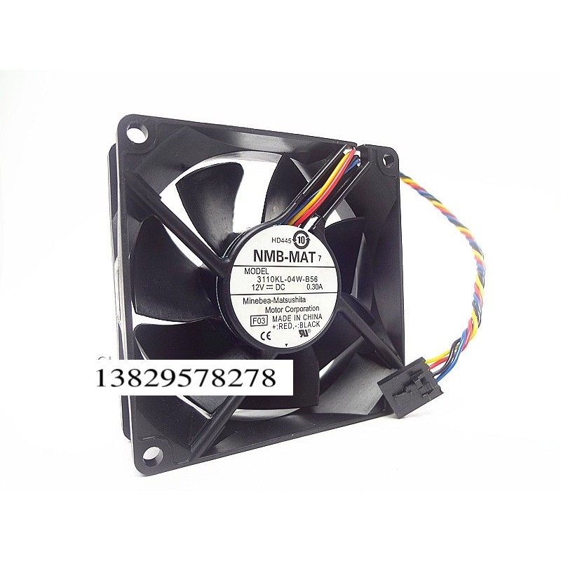 NMB 8 ซม.8 ซม.8025 12V 0.30 4 เข็มควบคุมอุณหภูมิพัดลมเงียบ 3110KL-04W-B56