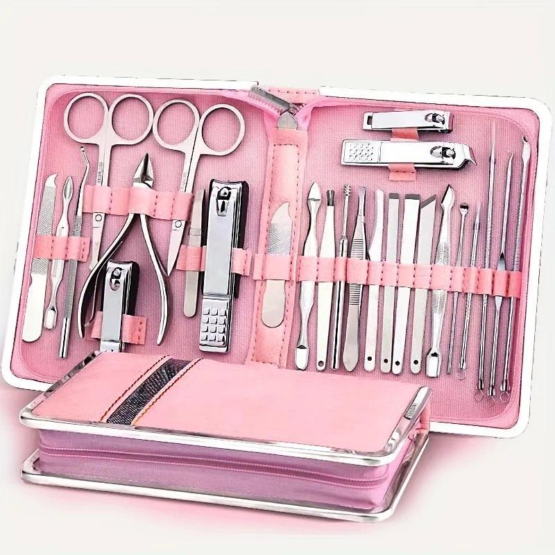 Professional Nail Clippers and Nail Care Kit with Zippered Pouch: Stainless Steel Nail Clippers, Ear
