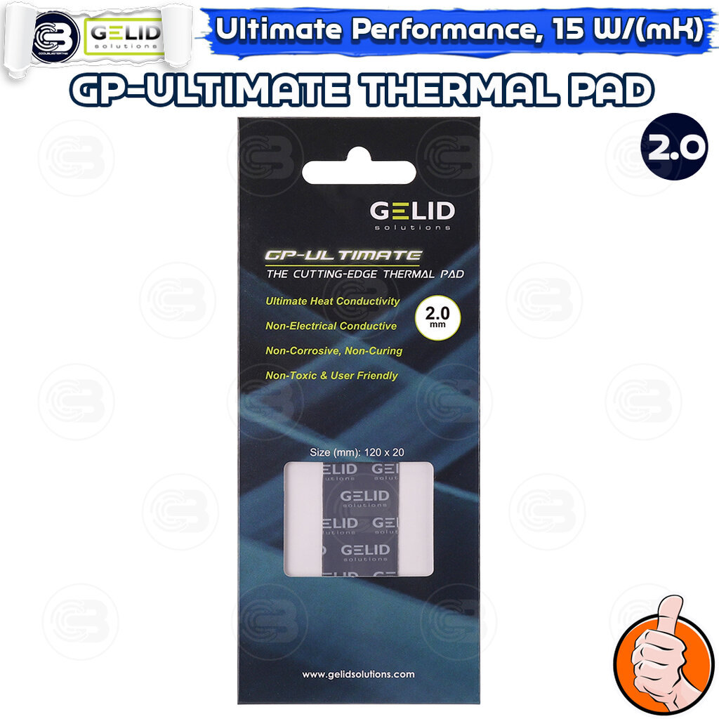 [CoolBlasterThai] GELID GP-ULTIMATE Thermal Pad (1 PCS) 120x20x2.0 mm./15.0 W/mK (TP-GP04-R-D)